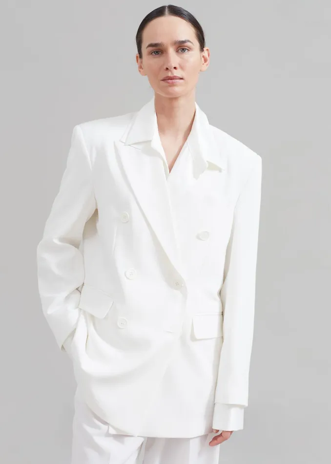 The Frankie Shop Outerwear Nessi Double Breasted Blazer 8211 White 8211 Women