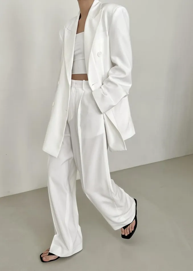The Frankie Shop Outerwear Nessi Double Breasted Blazer 8211 White 8211 Women