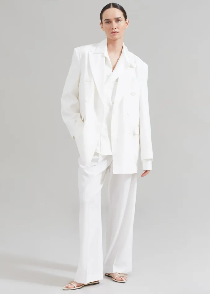 The Frankie Shop Outerwear Nessi Double Breasted Blazer 8211 White 8211 Women