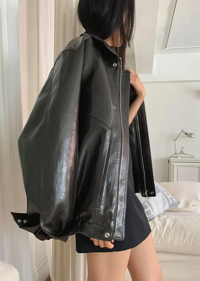 The Frankie Shop Outerwear Risner Faux Leather Jacket 8211 Dark Brown 8211 Women