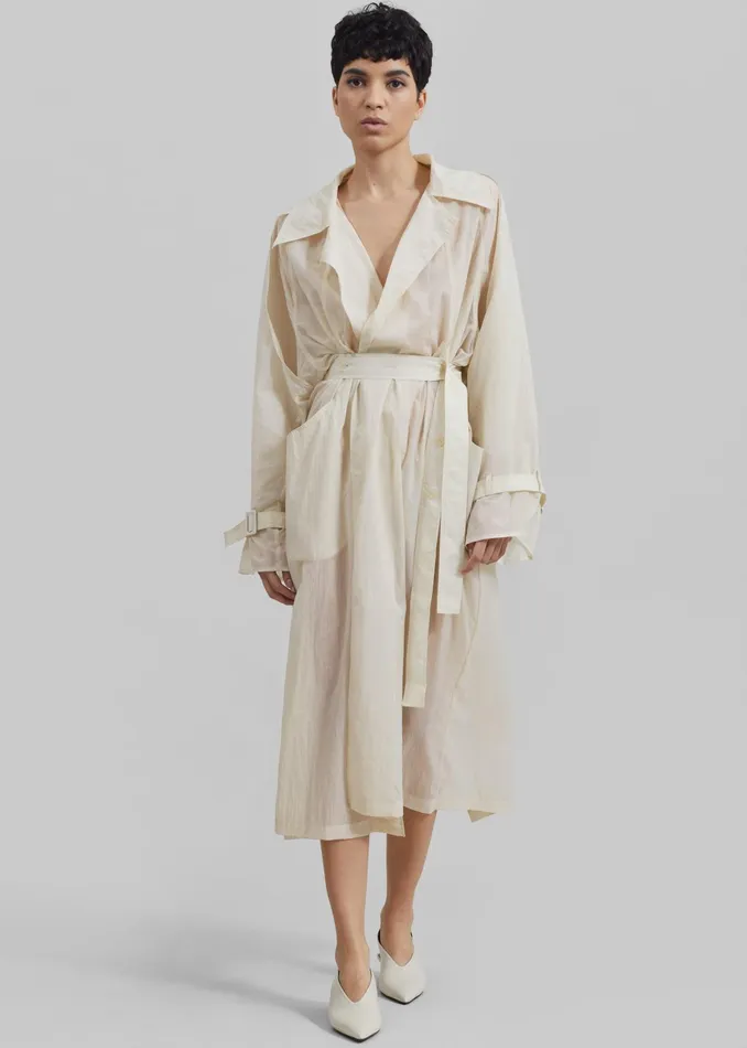 The Frankie Shop Outerwear Sal Trench Coat 8211 Ivory 8211 Women