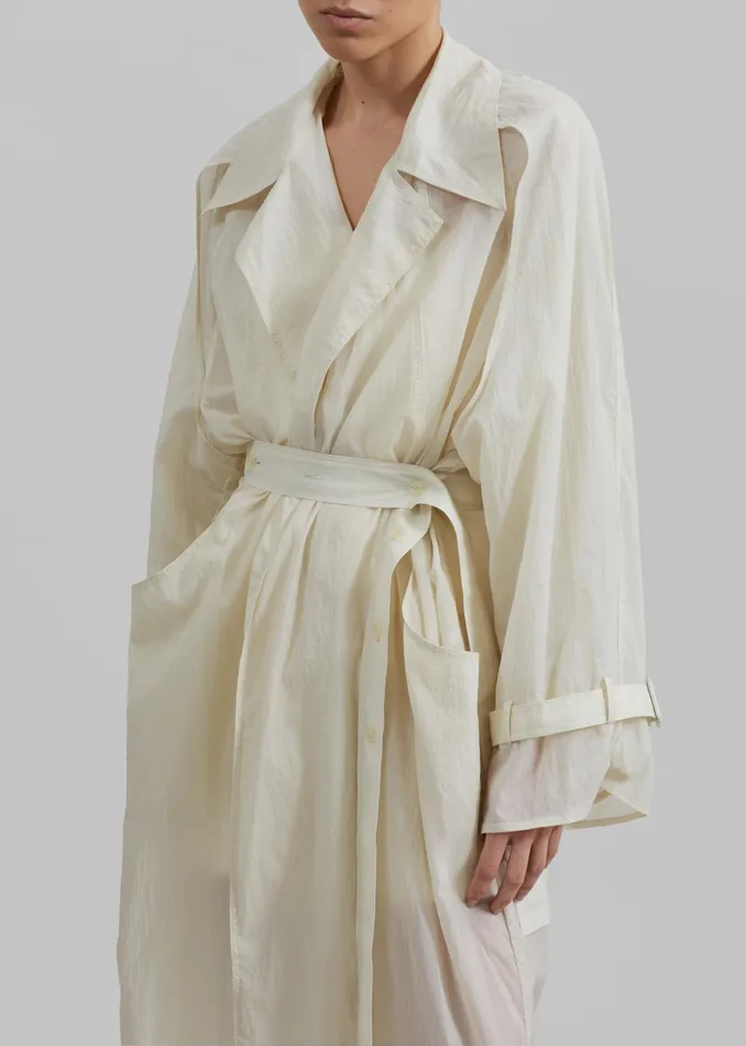 The Frankie Shop Outerwear Sal Trench Coat 8211 Ivory 8211 Women