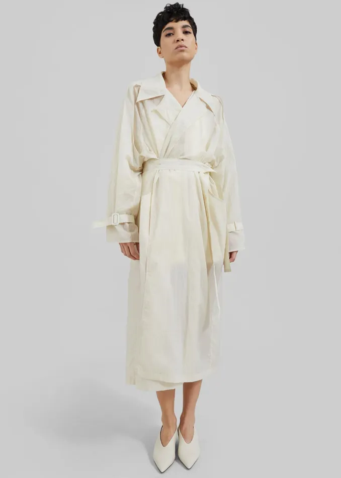 The Frankie Shop Outerwear Sal Trench Coat 8211 Ivory 8211 Women