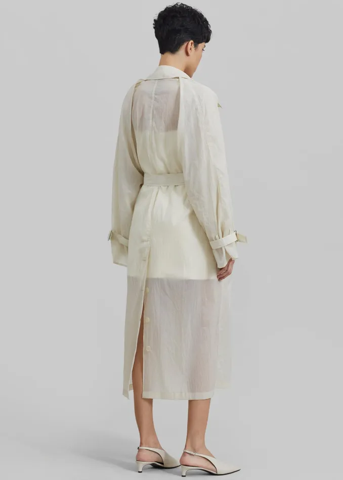 The Frankie Shop Outerwear Sal Trench Coat 8211 Ivory 8211 Women