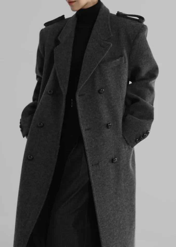 The Frankie Shop Outerwear Somerset Herringbone Coat 8211 Grey 8211 Women
