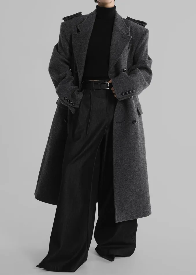 The Frankie Shop Outerwear Somerset Herringbone Coat 8211 Grey 8211 Women
