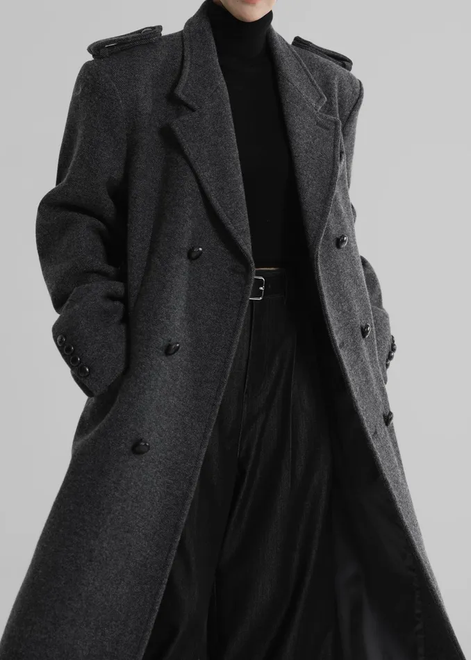 The Frankie Shop Outerwear Somerset Herringbone Coat 8211 Grey 8211 Women