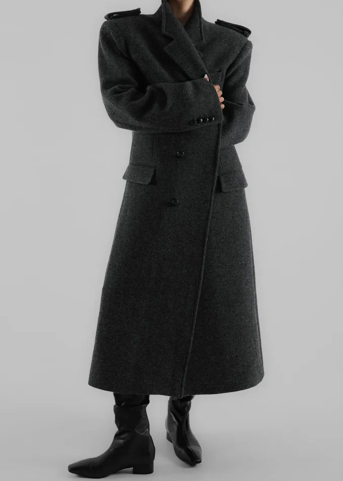 The Frankie Shop Outerwear Somerset Herringbone Coat 8211 Grey 8211 Women