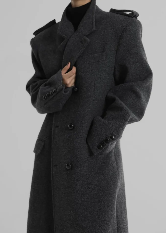 The Frankie Shop Outerwear Somerset Herringbone Coat 8211 Grey 8211 Women