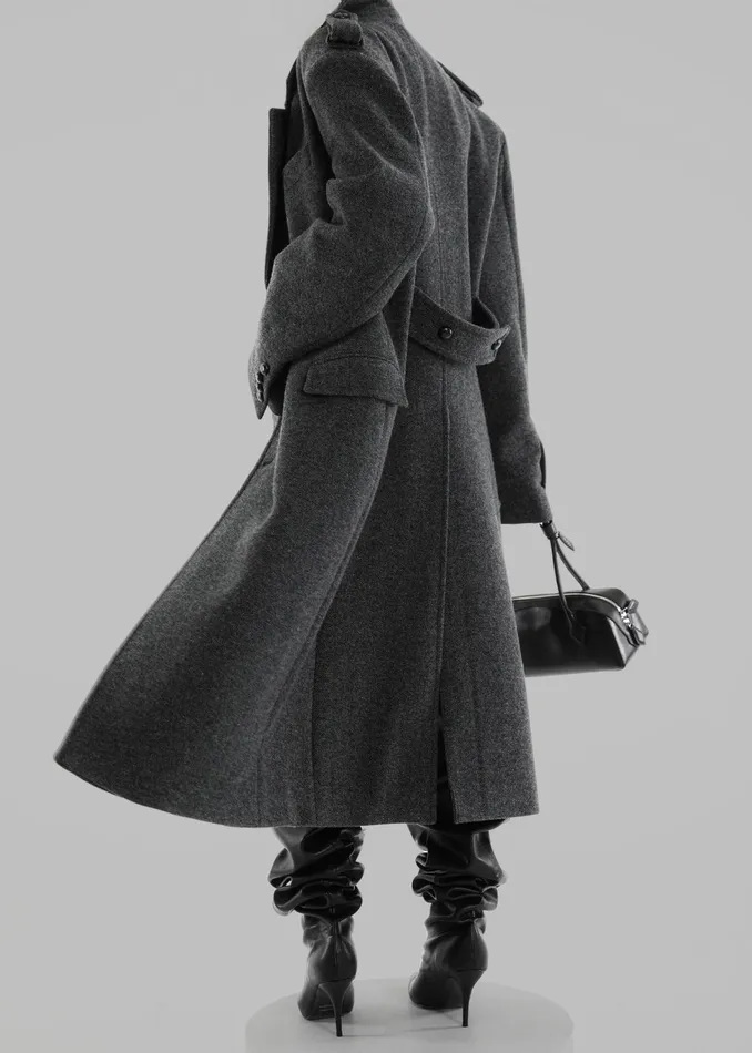 The Frankie Shop Outerwear Somerset Herringbone Coat 8211 Grey 8211 Women