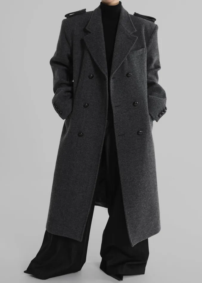The Frankie Shop Outerwear Somerset Herringbone Coat 8211 Grey 8211 Women