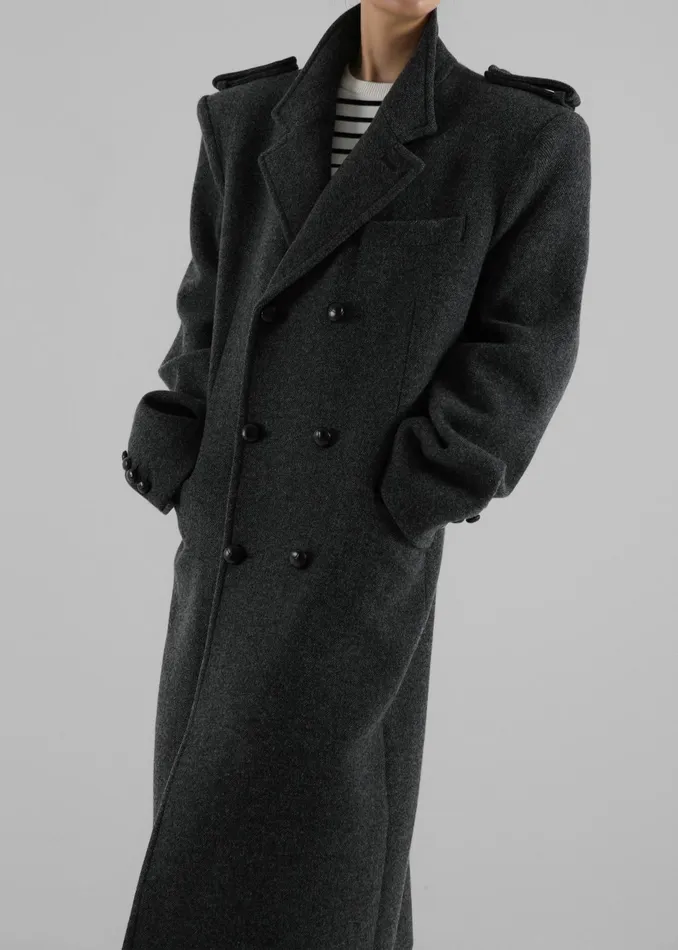 The Frankie Shop Outerwear Somerset Herringbone Coat 8211 Grey 8211 Women