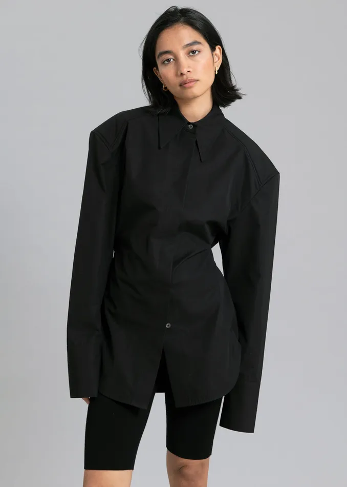 The Frankie Shop Tops Bec Padded Shirt 8211 Black 8211 Women