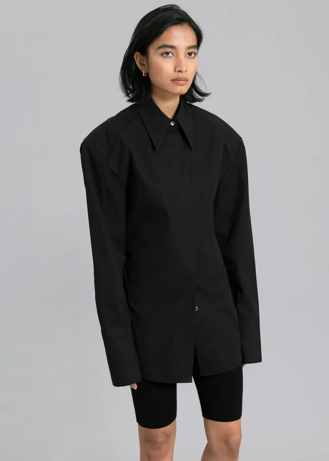 The Frankie Shop Tops Bec Padded Shirt 8211 Black 8211 Women
