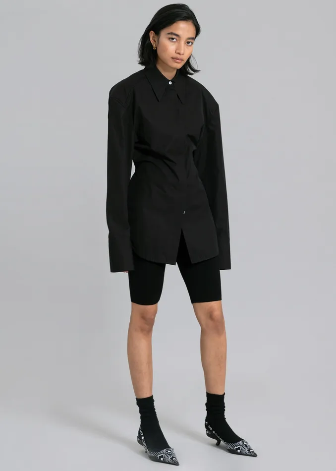 The Frankie Shop Tops Bec Padded Shirt 8211 Black 8211 Women