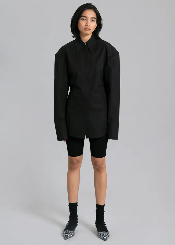The Frankie Shop Tops Bec Padded Shirt 8211 Black 8211 Women