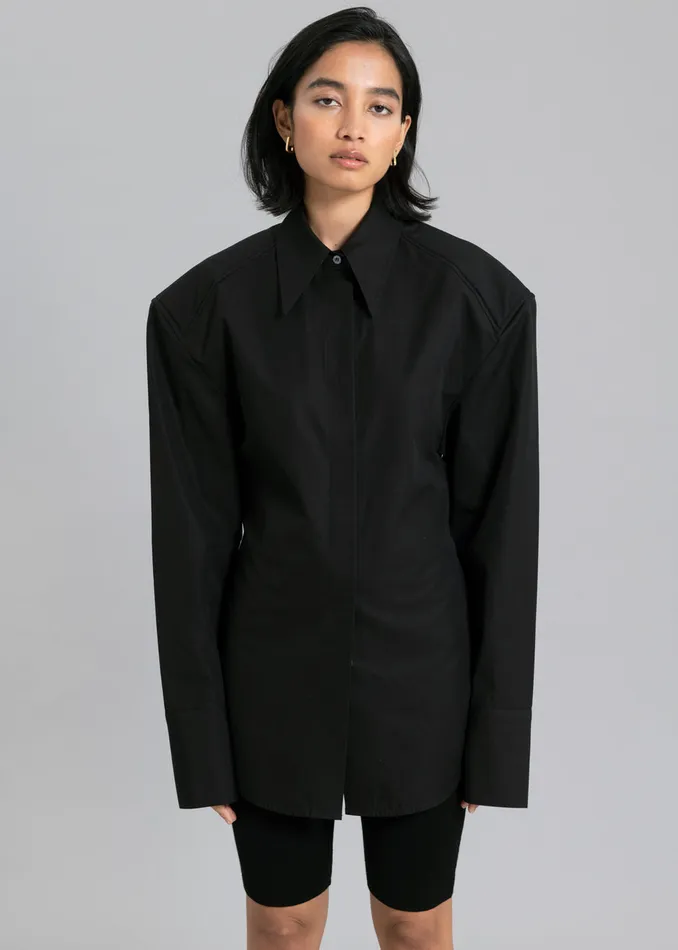 The Frankie Shop Tops Bec Padded Shirt 8211 Black 8211 Women