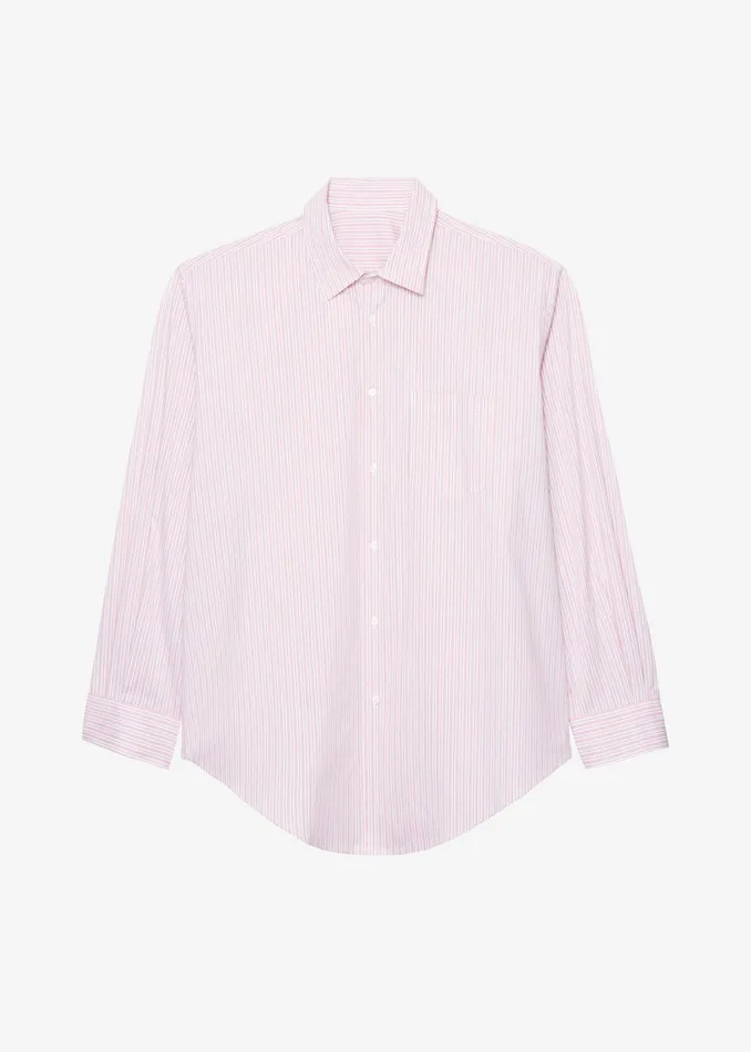 The Frankie Shop Tops Cyrus Button Up Shirt 8211 PinkWhite Stripe 8211 Women