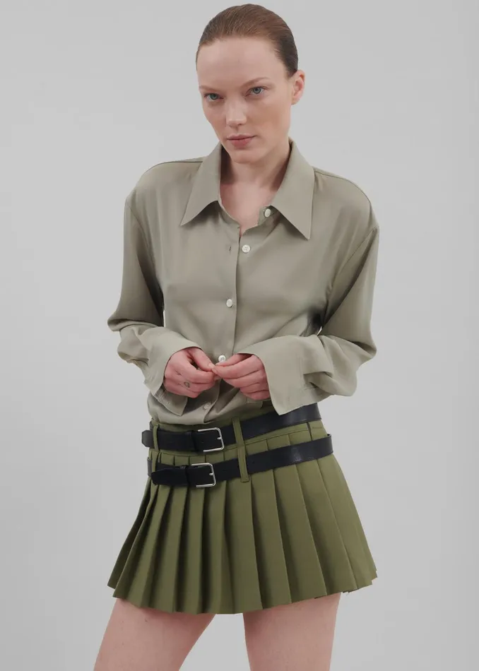 The Frankie Shop Tops Daylin Button Up Shirt 8211 Khaki 8211 Women
