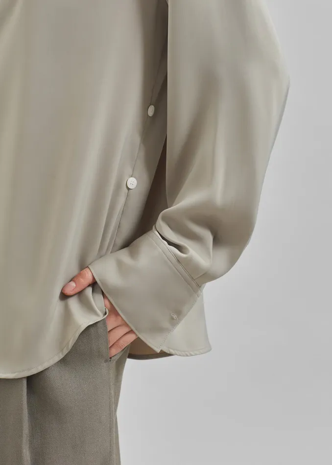The Frankie Shop Tops Daylin Button Up Shirt 8211 Khaki 8211 Women