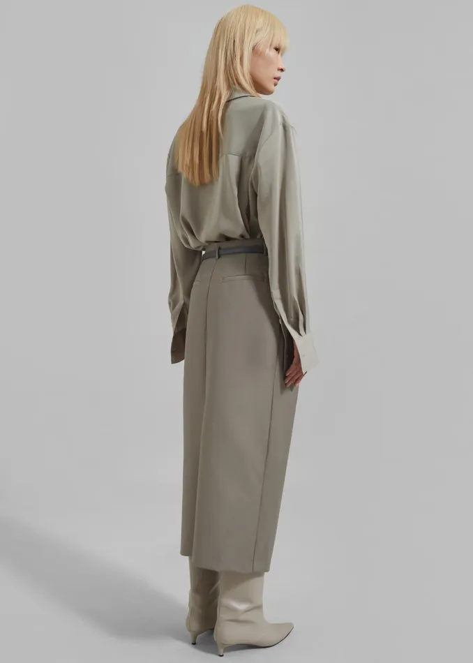 The Frankie Shop Tops Daylin Button Up Shirt 8211 Khaki 8211 Women