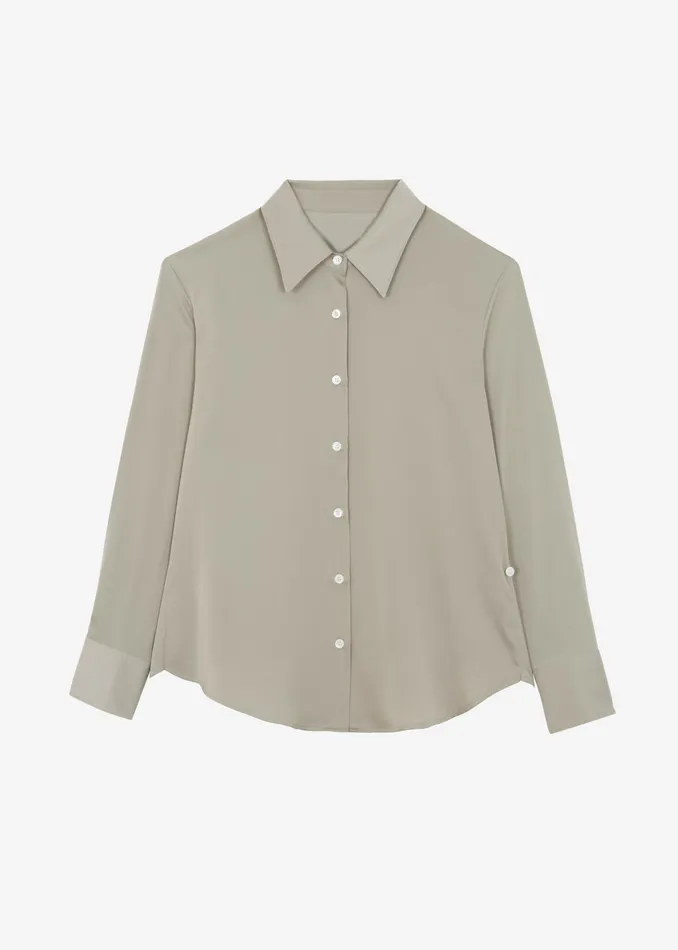 The Frankie Shop Tops Daylin Button Up Shirt 8211 Khaki 8211 Women