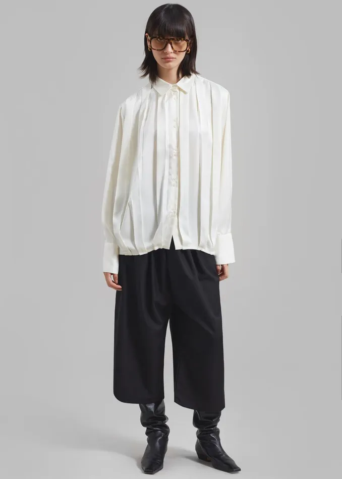 The Frankie Shop Tops Elliana Front Pleated Blouse 8211 Cream 8211 Women