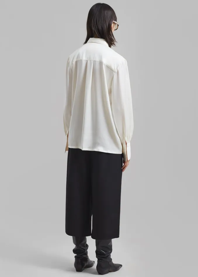The Frankie Shop Tops Elliana Front Pleated Blouse 8211 Cream 8211 Women
