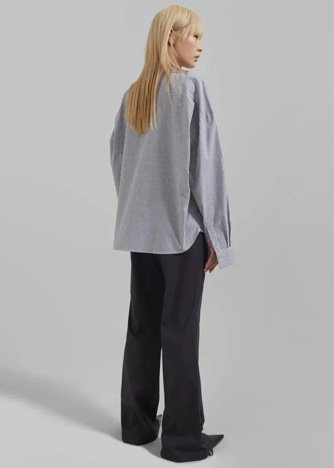 The Frankie Shop Tops Liv Button Up Shirt 8211 BlackWhite Stripe 8211 Women