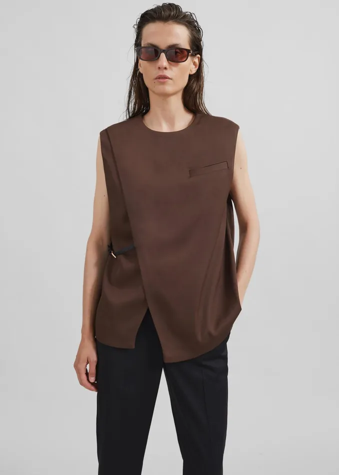 The Frankie Shop Tops Loulou Studio Sambac Sleeveless Top 8211 Choco 8211 Women The Frankie Shop Tops Loulou Studio Sambac Sleeveless Top 8211 Choco 8211 Women