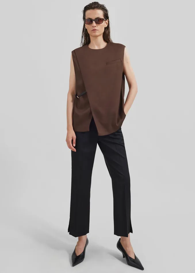 The Frankie Shop Tops Loulou Studio Sambac Sleeveless Top 8211 Choco 8211 Women