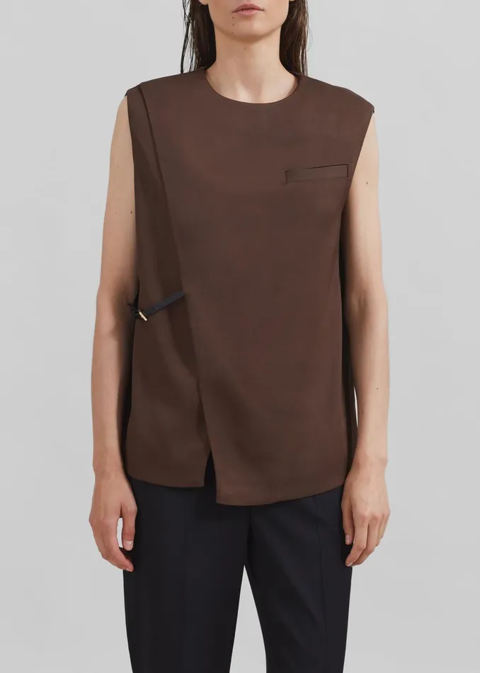 The Frankie Shop Tops Loulou Studio Sambac Sleeveless Top 8211 Choco 8211 Women