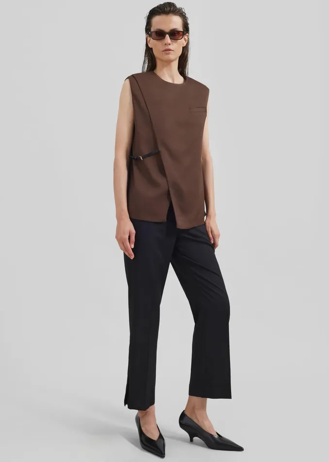 The Frankie Shop Tops Loulou Studio Sambac Sleeveless Top 8211 Choco 8211 Women