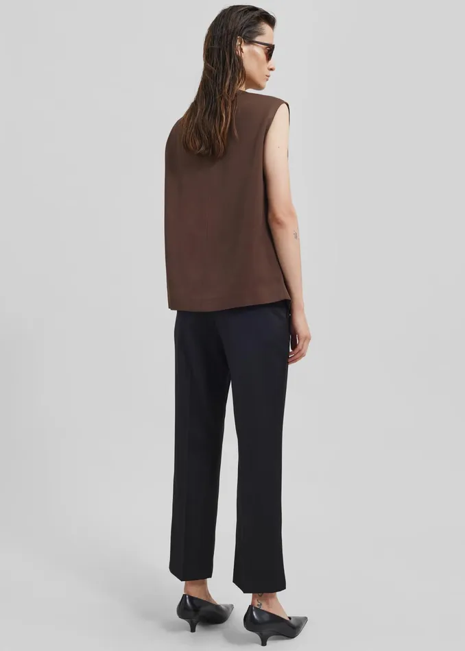The Frankie Shop Tops Loulou Studio Sambac Sleeveless Top 8211 Choco 8211 Women