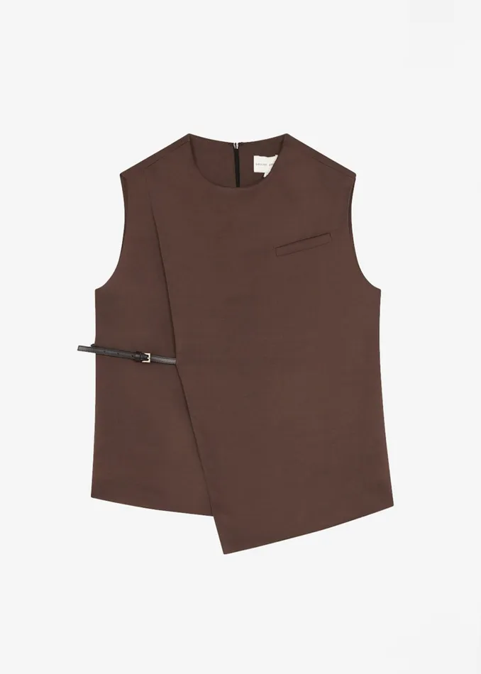 The Frankie Shop Tops Loulou Studio Sambac Sleeveless Top 8211 Choco 8211 Women
