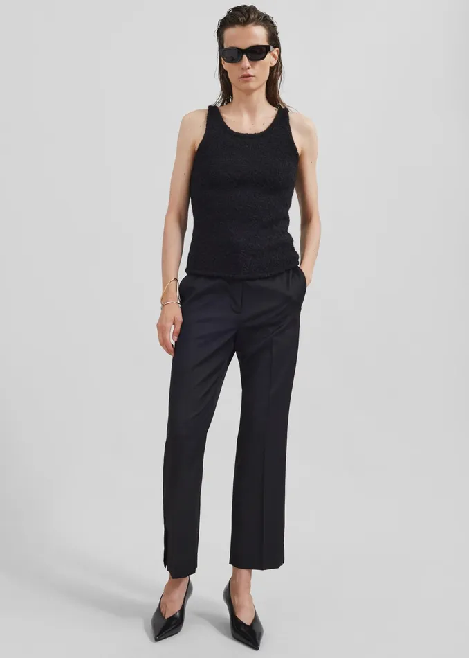 The Frankie Shop Tops Low Classic Fluffy Sleeveless Knit Top 8211 Black 8211 Women