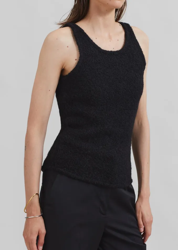 The Frankie Shop Tops Low Classic Fluffy Sleeveless Knit Top 8211 Black 8211 Women