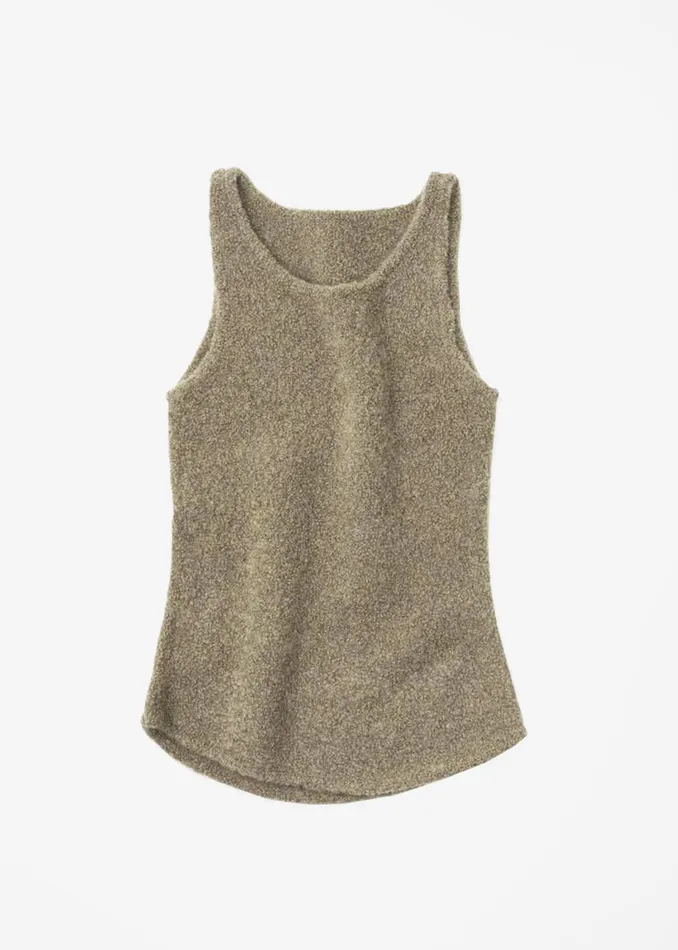 The Frankie Shop Tops Low Classic Fluffy Sleeveless Knit Top 8211 Khaki 8211 Women