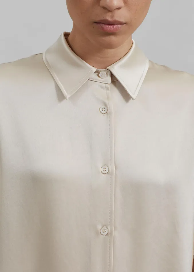 The Frankie Shop Tops Lui Satin Shirt 8211 Ivory 8211 Women