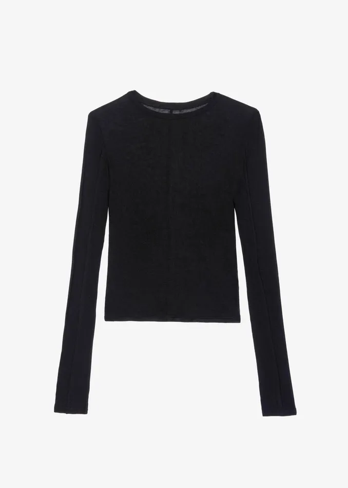 The Frankie Shop Tops Mesa Sheer Long Sleeve Tee 8211 Black 8211 Women