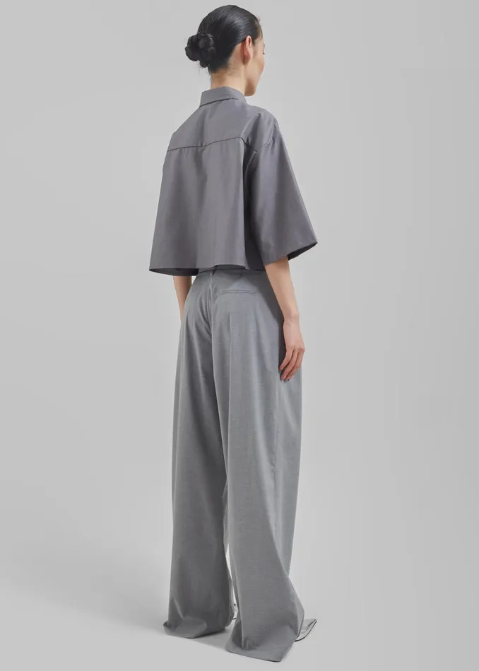 The Frankie Shop Tops Odem Cropped Shirt 8211 Grey 8211 Women