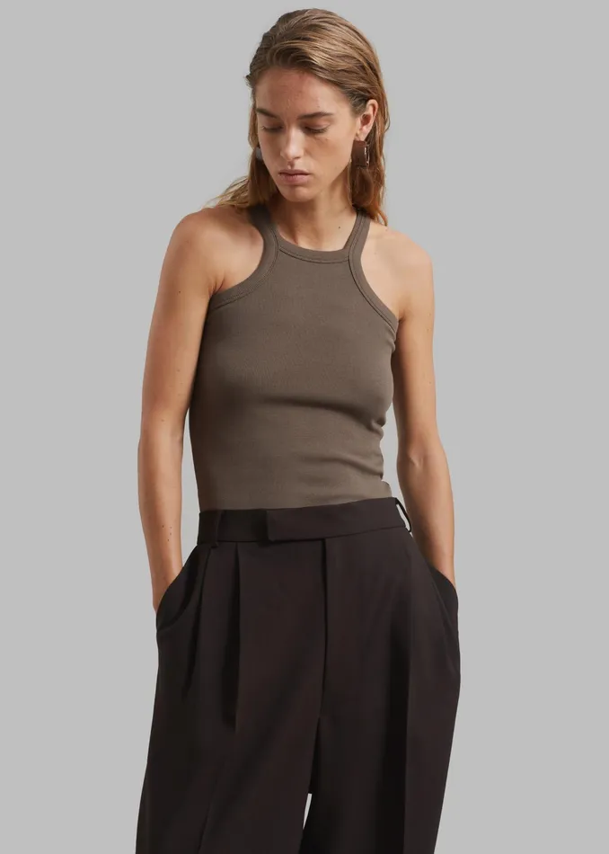 The Frankie Shop Tops Omi Halter Tank Top 8211 Brown 8211 Women