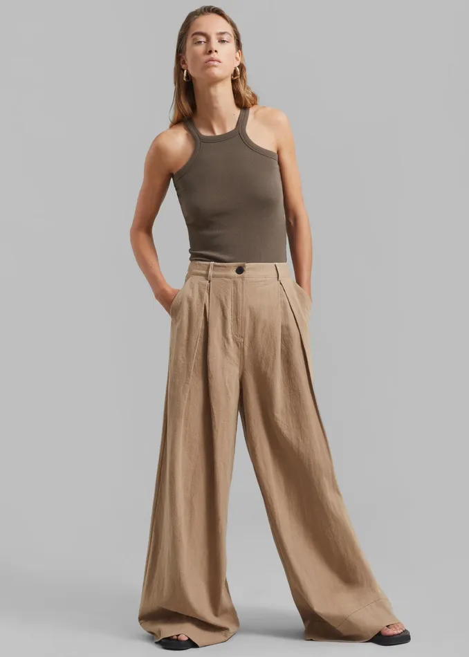 The Frankie Shop Tops Omi Halter Tank Top 8211 Brown 8211 Women