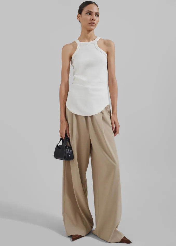 The Frankie Shop Tops Omi Halter Tank Top 8211 Cream 8211 Women