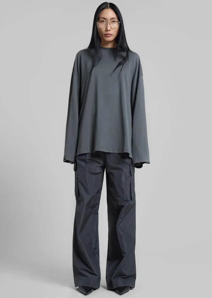 The Frankie Shop Tops Rio Oversized Sleeve Tee 8211 Khaki 8211 Women