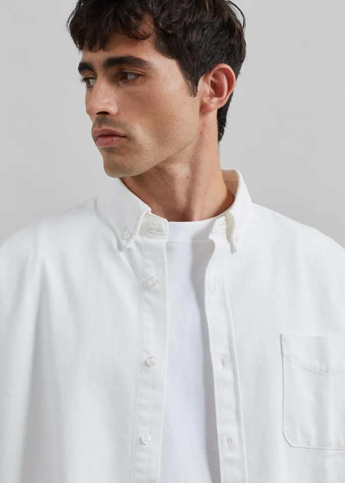 The Frankie Shop Tops Sinclair Denim Shirt 8211 Off White 8211 Men