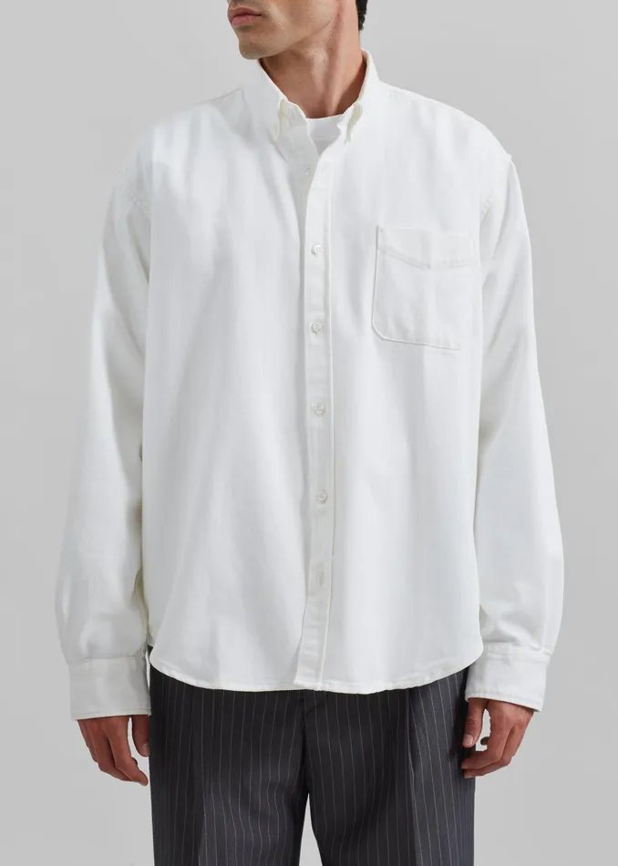 The Frankie Shop Tops Sinclair Denim Shirt 8211 Off White 8211 Men