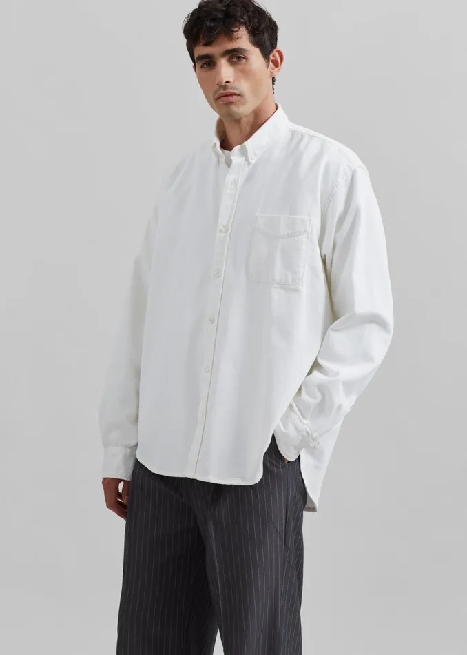 The Frankie Shop Tops Sinclair Denim Shirt 8211 Off White 8211 Men