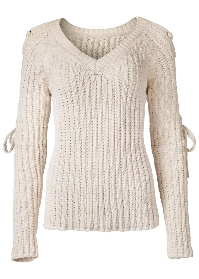 TIE SLEEVE CHENILLE SWEATER Cream Women VENUS Pullover