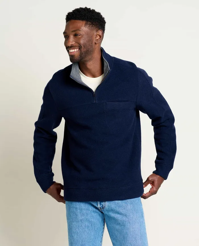 ToadandCo Kennicott Quarter Zip Sweater True Navy Men8217s Jackets and Layers